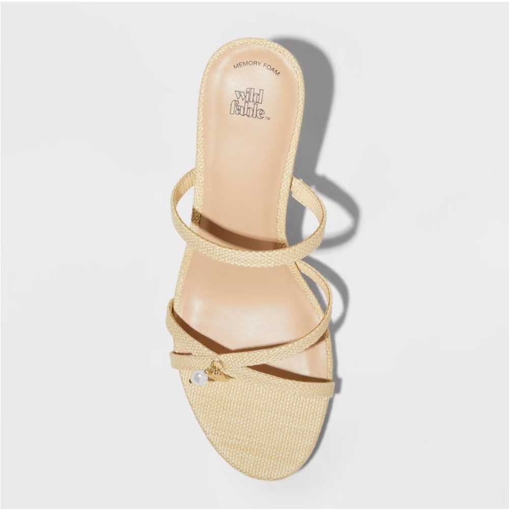 Wild Fable Women's Raffia Strappy Heels - Cream NEW